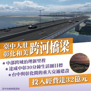 台中大肚彰化和美跨河橋開工 115年6月通車