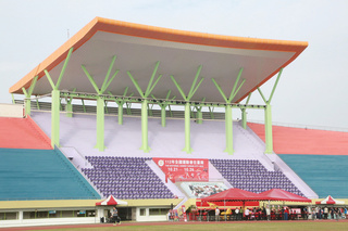 迎接全運會射箭賽 台南新營田徑場看台升級