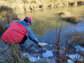 寒流來襲  福壽山農場藍茵湖、天池結薄冰