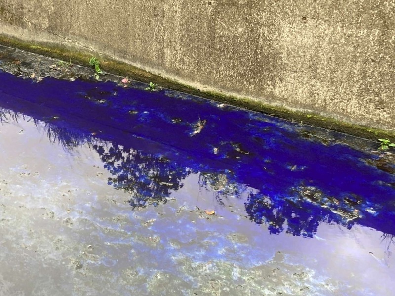 新竹市紙箱工廠排放顏料染藍水溝  環保局開罰 | 華視新聞