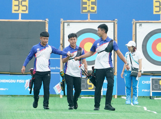 成都世大運 台灣反曲弓男團30日和韓國爭金