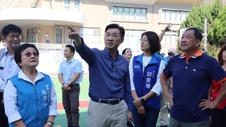 江啟臣會勘台中教育建設  南陽國小和平樓將啟用
