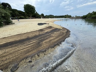 船隻漏油污染聖淘沙海灘 星交長：清理工作有進展