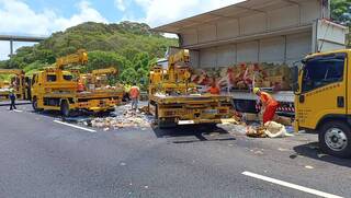 國3苗栗西湖段2車碰撞  礦泉水散落回堵數公里