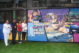 以遊戲為題彩繪基隆警分局外牆 吸睛宣導反詐騙