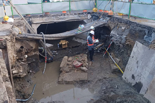 台南挖下水道疑見城牆遺構  配合文資保全暫停工