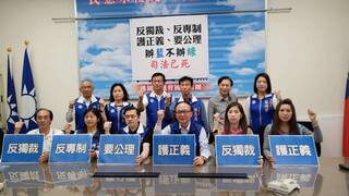 張善政出席北檢抗議 桃園綠營議員批失職、藍力挺