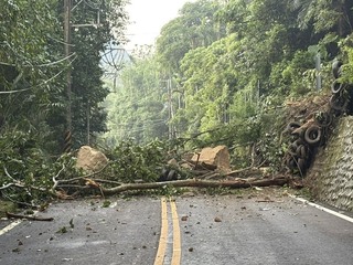 台3線嘉義曾文隧道段邊坡坍方 落石阻斷交通