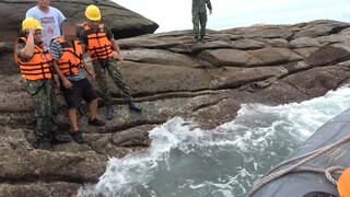 國籍漁船擱淺金門北碇礁石群  駐軍海巡聯手救援