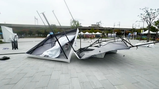 共伴效應強風掀翻全運會攤販區帳篷　21日市集取消 | 華視新聞