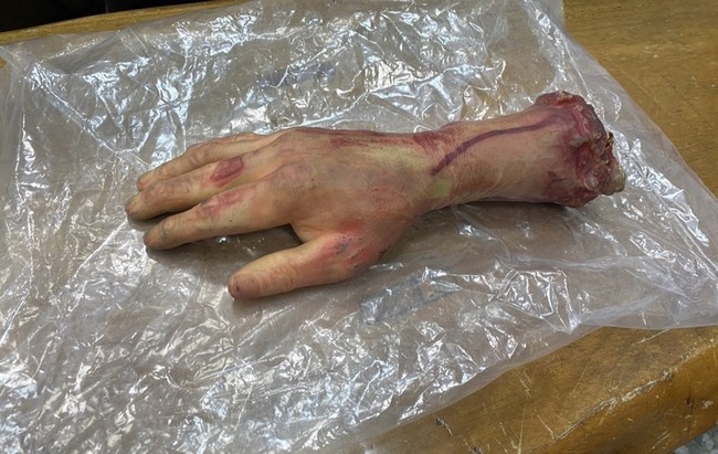 台中大里逼真斷掌掉落嚇壞路人  警依社維法送辦 | 華視新聞