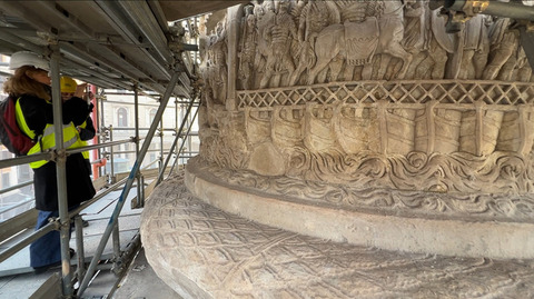 登上高空鷹架 揭密古羅馬皇帝紀念柱修復工程