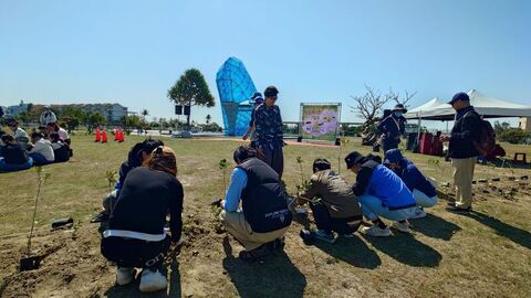 植樹節綠化布袋高跟鞋教堂  種500株耐鹽喬灌木