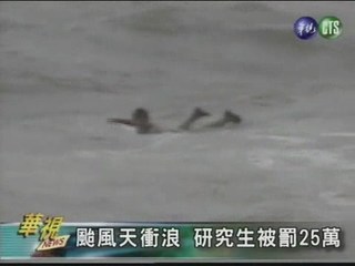 颱風天衝浪 研究生被罰25萬
