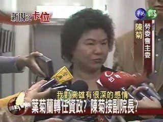 葉菊蘭轉任資政?陳菊接副院長? | 華視新聞