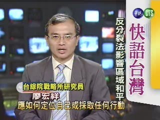 反分裂法影響區域和平(快語台灣) | 華視新聞