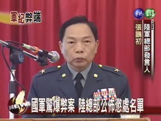 國軍驚爆弊案 陸總部公佈懲處名單