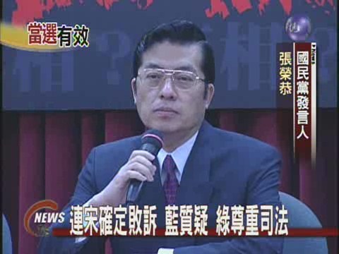 連宋確定敗訴 藍質疑 綠尊重司法 | 華視新聞