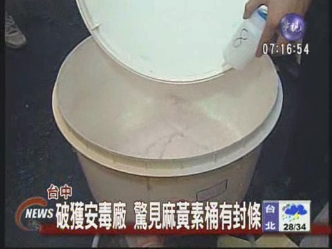 台中破獲安毒廠  麻黃素桶有封條 | 華視新聞