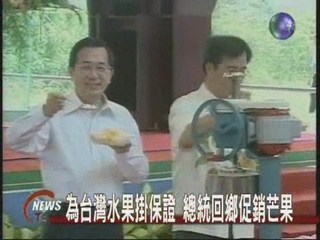 為台灣水果掛保證總統回鄉促銷芒果
