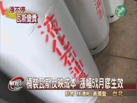 桶裝瓦斯要漲 每桶調價30元 | 華視新聞