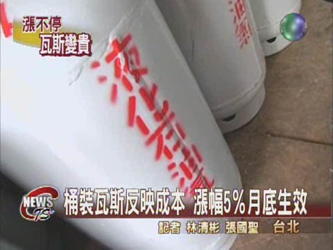 桶裝瓦斯反映成本 漲幅5%月底生效 | 華視新聞