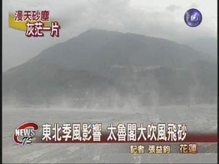 東北季風影響 太魯閣大吹風飛砂