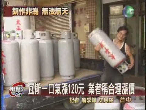 台中桶裝瓦斯暴漲120 業者:合理 | 華視新聞