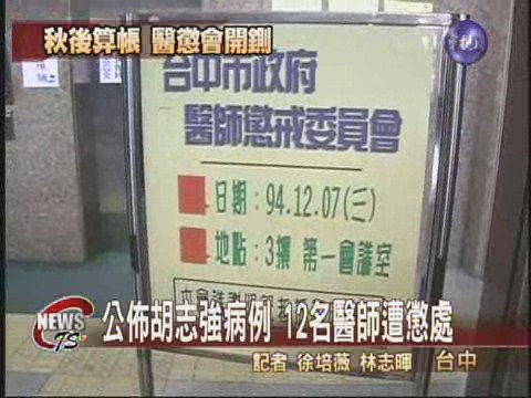 公佈胡志強病歷 醫懲會開鍘 | 華視新聞