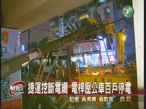 內湖捷運挖斷電纜 電桿壓公車 | 華視新聞