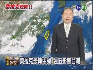 莫拉克恐轉中颱 週五影響台灣