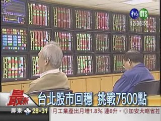 台北股市回穩 挑戰7500點