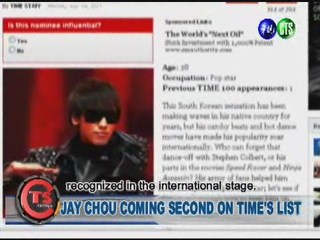 JAY CHOU COMING SECOND ON TIME'S LIST