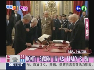 MONTI SWORN IN AS ITALY'S PM
