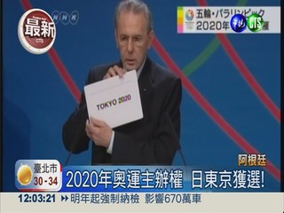 2020年奧運主辦權 獎落日本東京