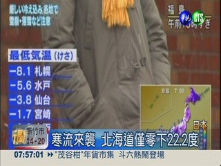 寒流來襲 北海道僅零下22.2度