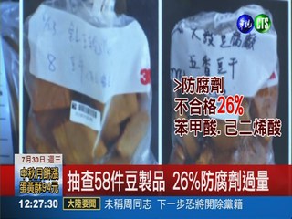 抽查市售豆製品 26%防腐劑過量