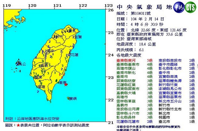 搖很久! 台東外海凌晨地震規模6.1 | 華視新聞
