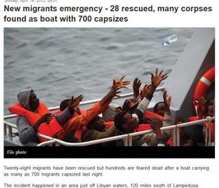 地中海難民船翻覆 700人恐溺斃