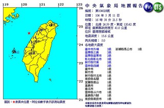 地牛小翻身 台灣西部海域規模5地震