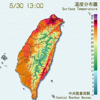 台東大武吹焚風 台北高溫36.5℃