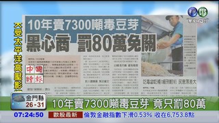 10年賣7300噸毒豆芽 竟只罰80萬