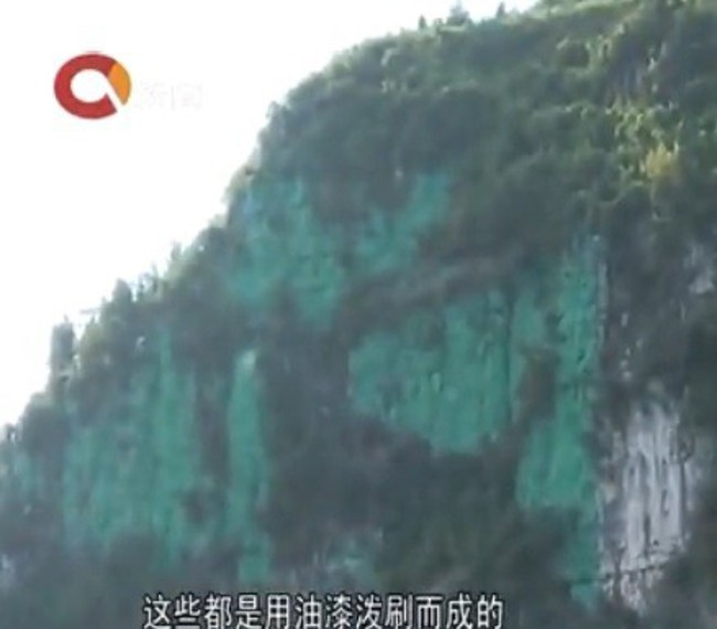 一片綠綠的 男將山壁塗綠漆只為.. | 華視新聞