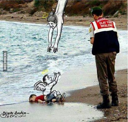 不痛了! 3歲難民溺斃網友改圖有洋蔥 | 