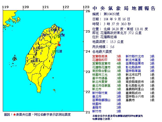 【華視起床號】暗夜2地震 宜花最大震度5級 | 華視新聞