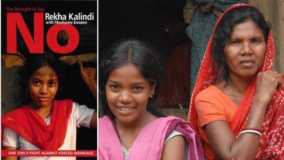 11歲印度悲歌 拒婚少女慘遭虐打挨餓 | 左.卡林達出新書拒絕童婚.右.18歲的卡林達與母親