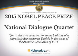 諾貝爾和平獎 突尼西亞全國對話組織獲獎