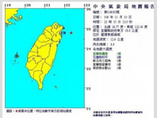 宜蘭規模4.8 北市二級 有感地震 | 華視新聞