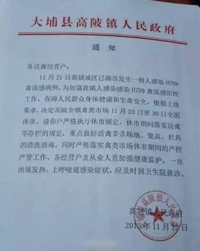官方證實! 廣東梅州入冬後首宗H7N9病例 | (翻攝網路)