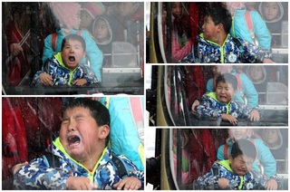 塞啊! 大雪天擠公車 痛哭的男童爆紅